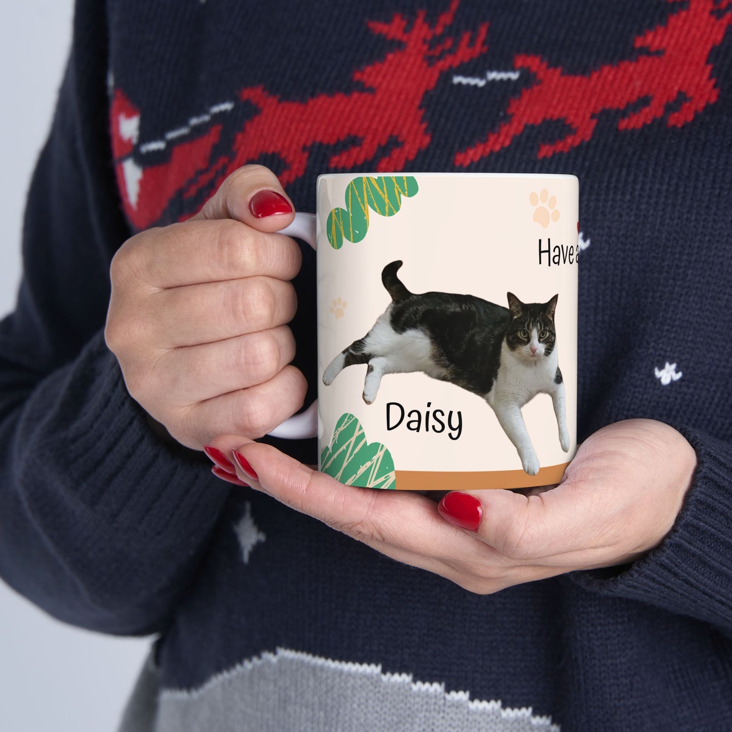 Have a Nice Day Cat Mug — Cute Tuxedo Cat Ceramic Coffee Cup (11oz & 15oz)