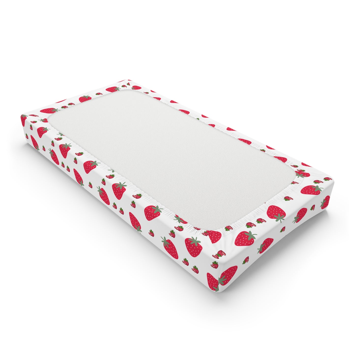 Strawberry Print Changing Pad Cover — Cute Baby Nursery Waterproof Protector
