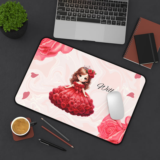 Personalized Floral Desk Mat with Name, Cute Workspace Decor, Gift for Girls, Custom Desk Accessories, Ideal for Home Office