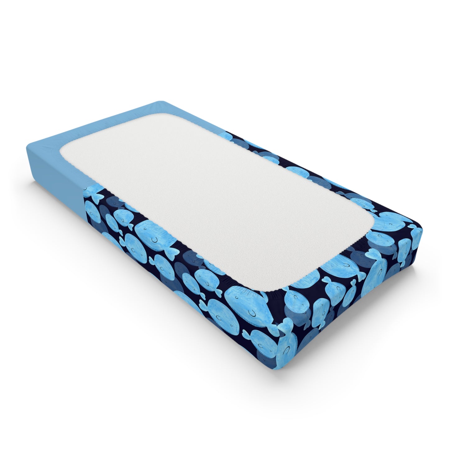 Whale Friends Baby Changing Pad Cover – Personalized Blue Ocean Nursery