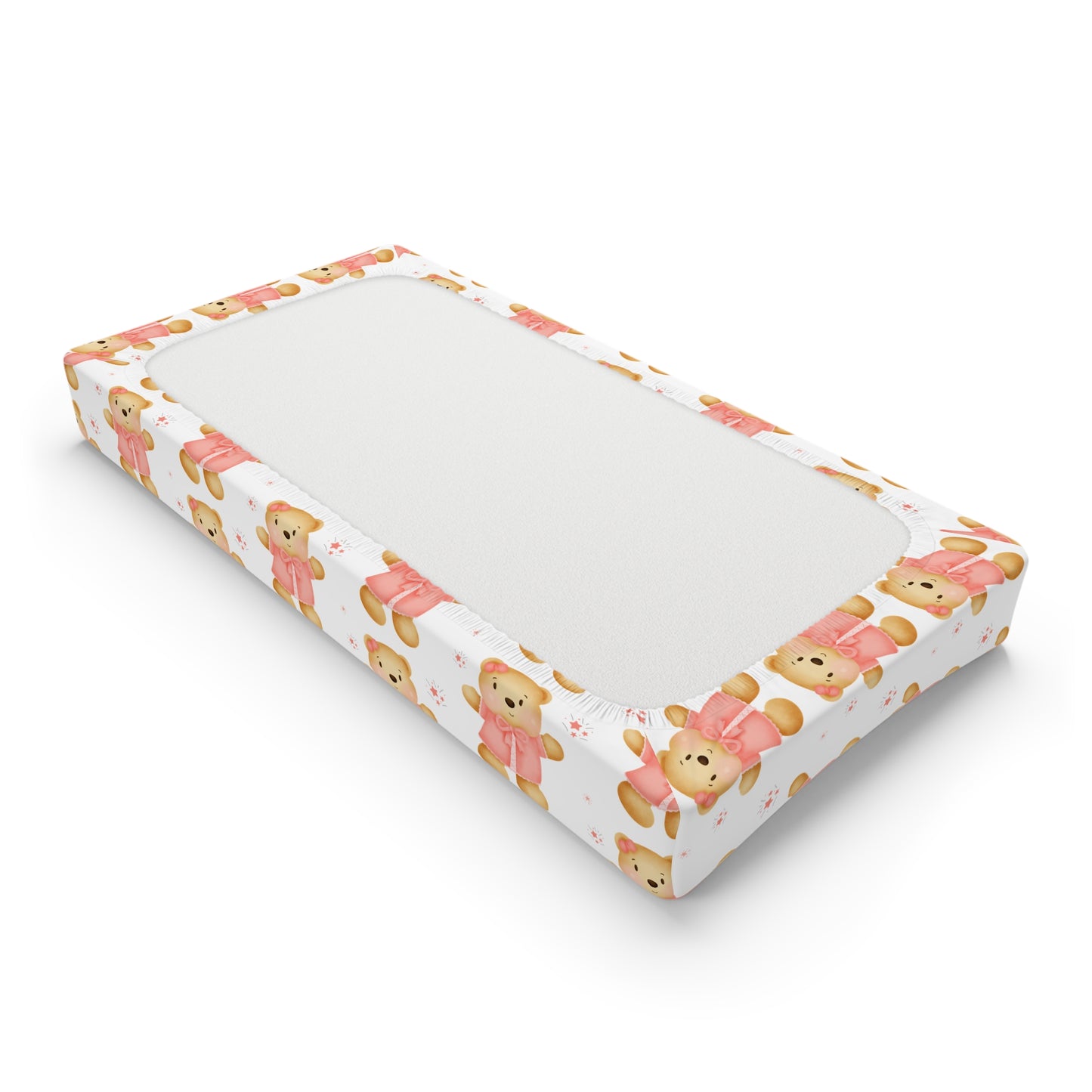 Changing Pad Cover — Cute Pink Teddy Bear Pattern
