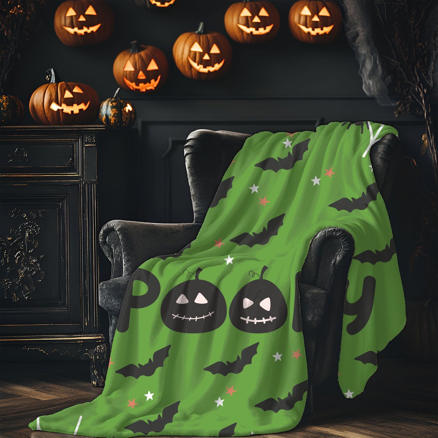 Spooky Ghosts Velveteen Plush Blanket | Cozy Halloween Throw | Soft Fall Decor | Kids Halloween Gift | Warm Plush Blanket