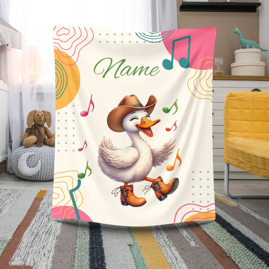 Personalized Velveteen Plush Blanket with Music Notes and Dancing Duck Design, Cozy Home Decor, Gift for Kids, Baby Shower, Nursery, [...]