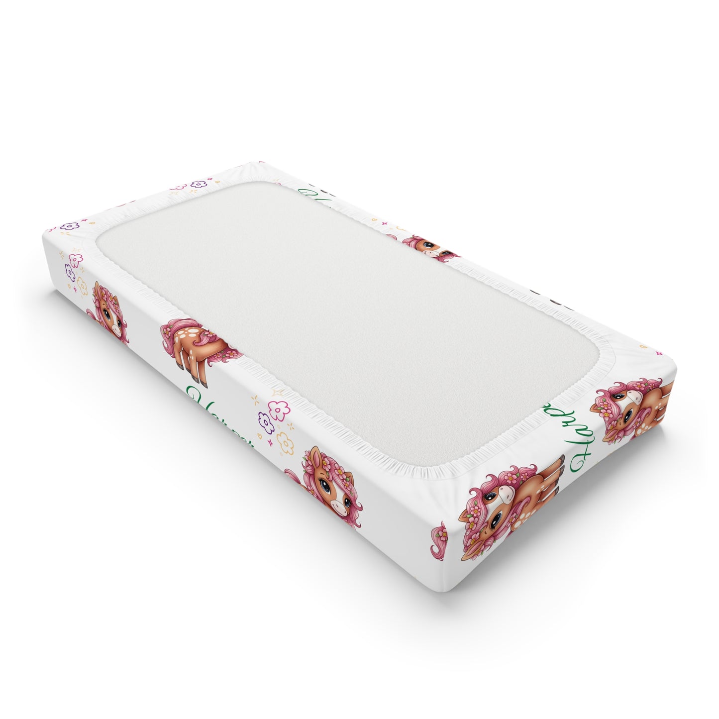 Personalized Floral Puppy Baby Changing Pad Cover — Custom Name Option