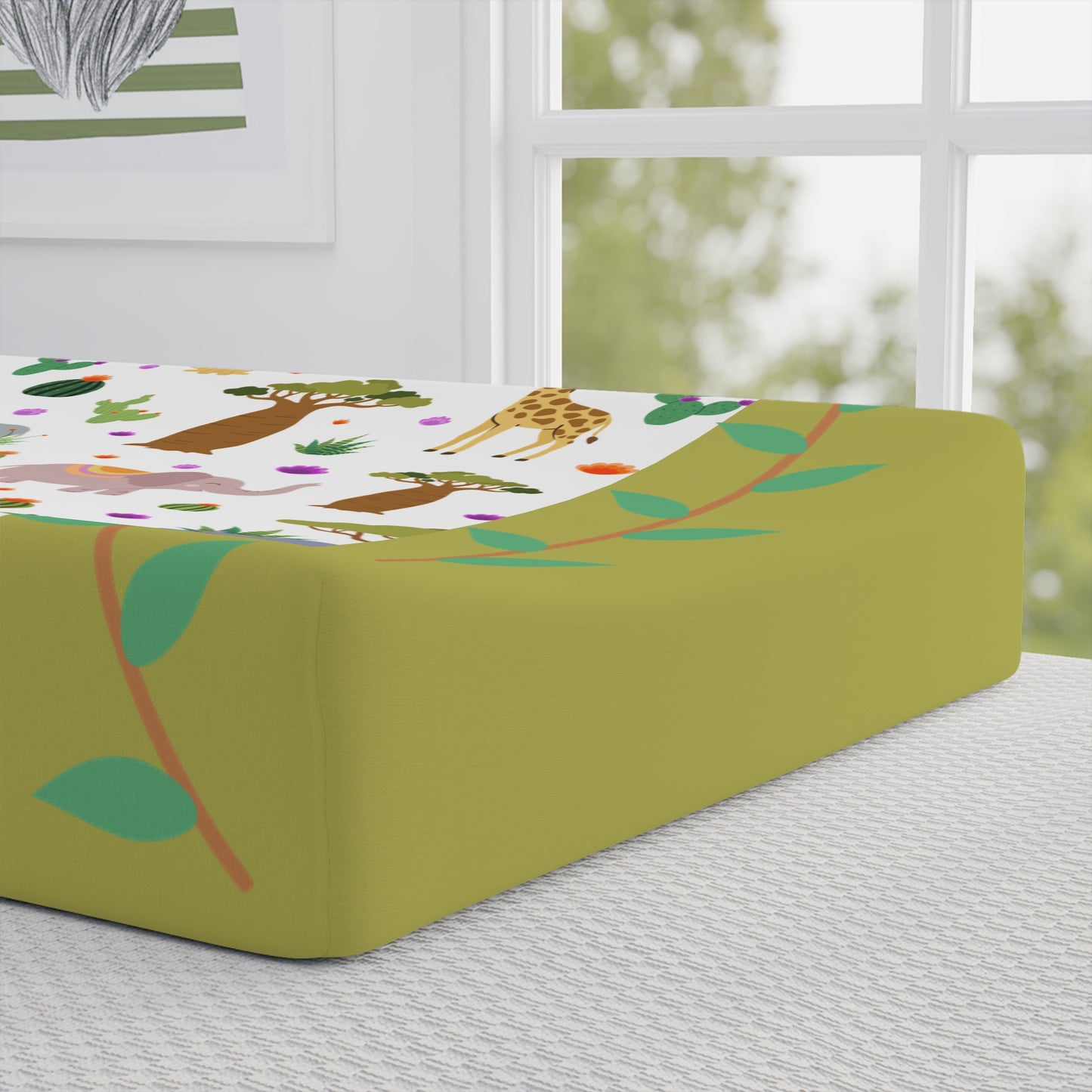 Safari Baby Changing Pad Cover — Cute Jungle Animals Print