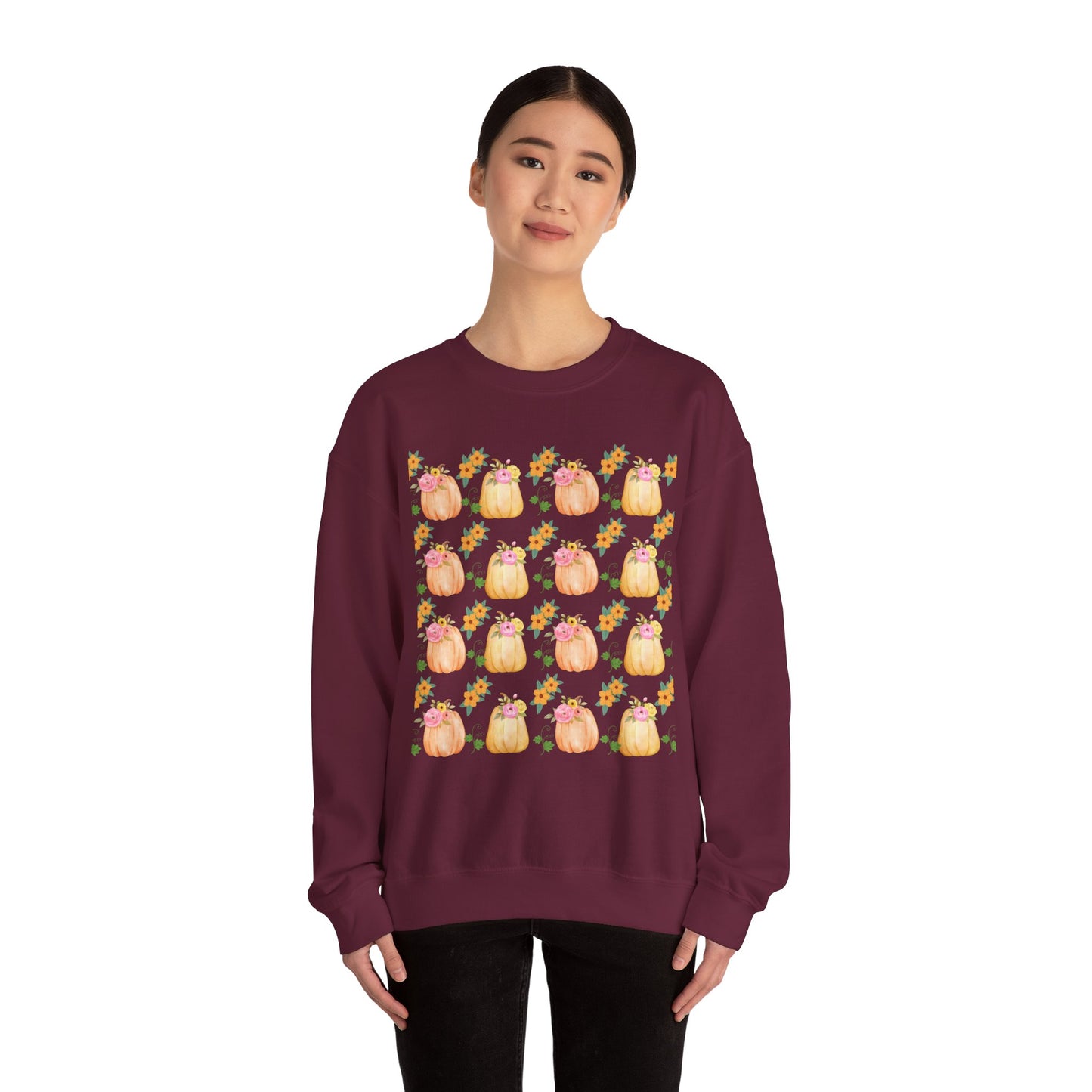 Fall-Inspired Pumpkin Crewneck Sweatshirt, Cozy Autumn Sweater, Perfect for Halloween, Thanksgiving, Gifts for Her, Pumpkin Love