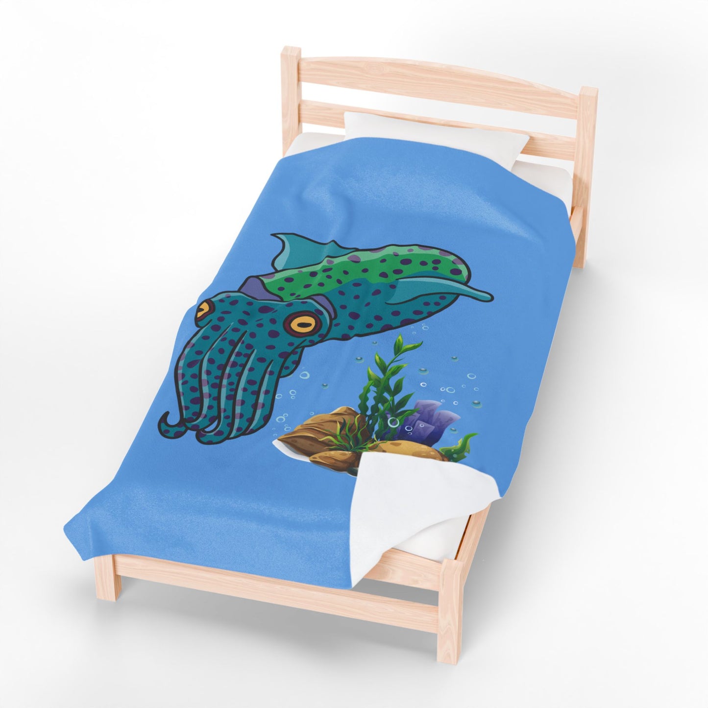 Cute with marine habitat coral and bubbles Velveteen Plush Blanket