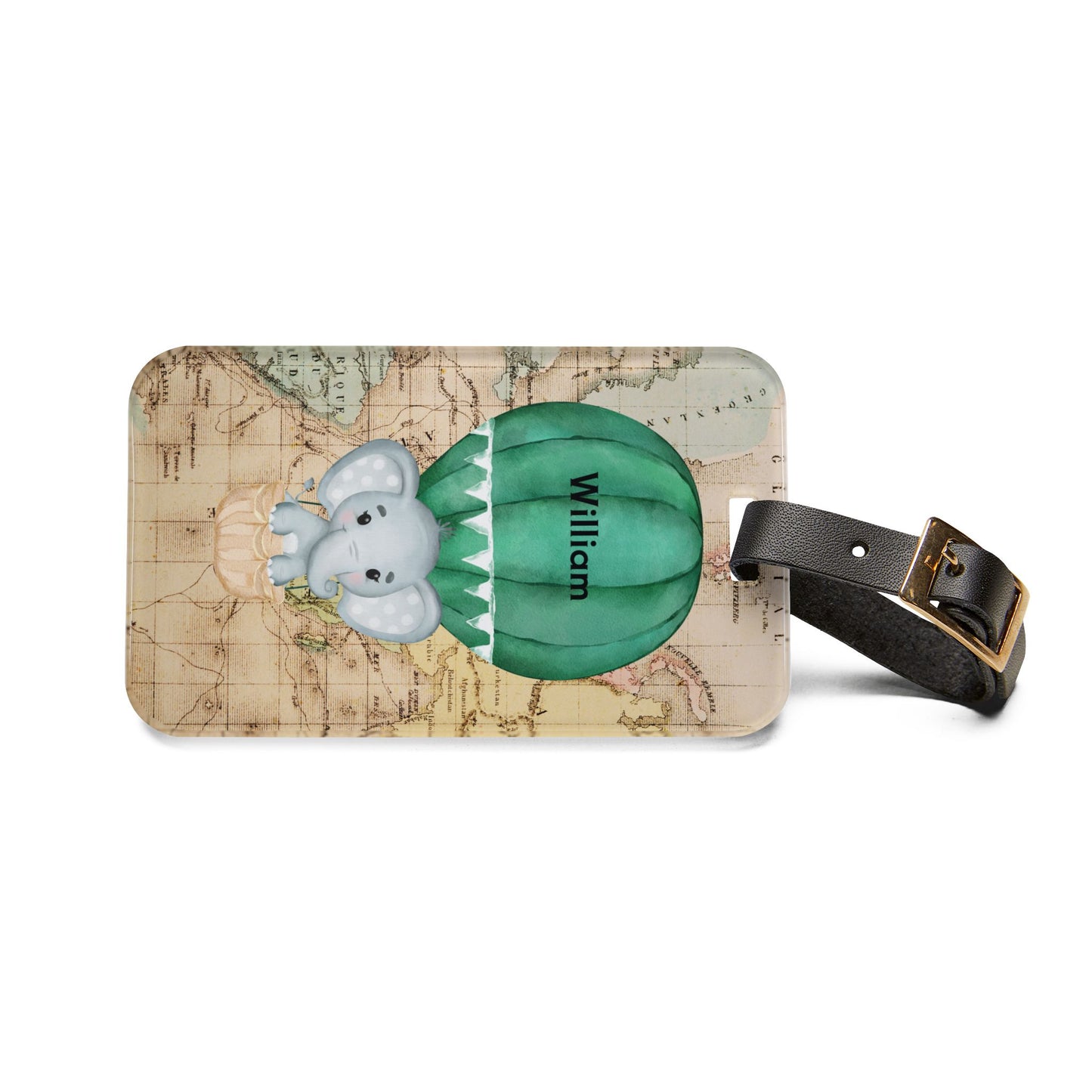 Personalized Elephant Hot Air Balloon Luggage Tag