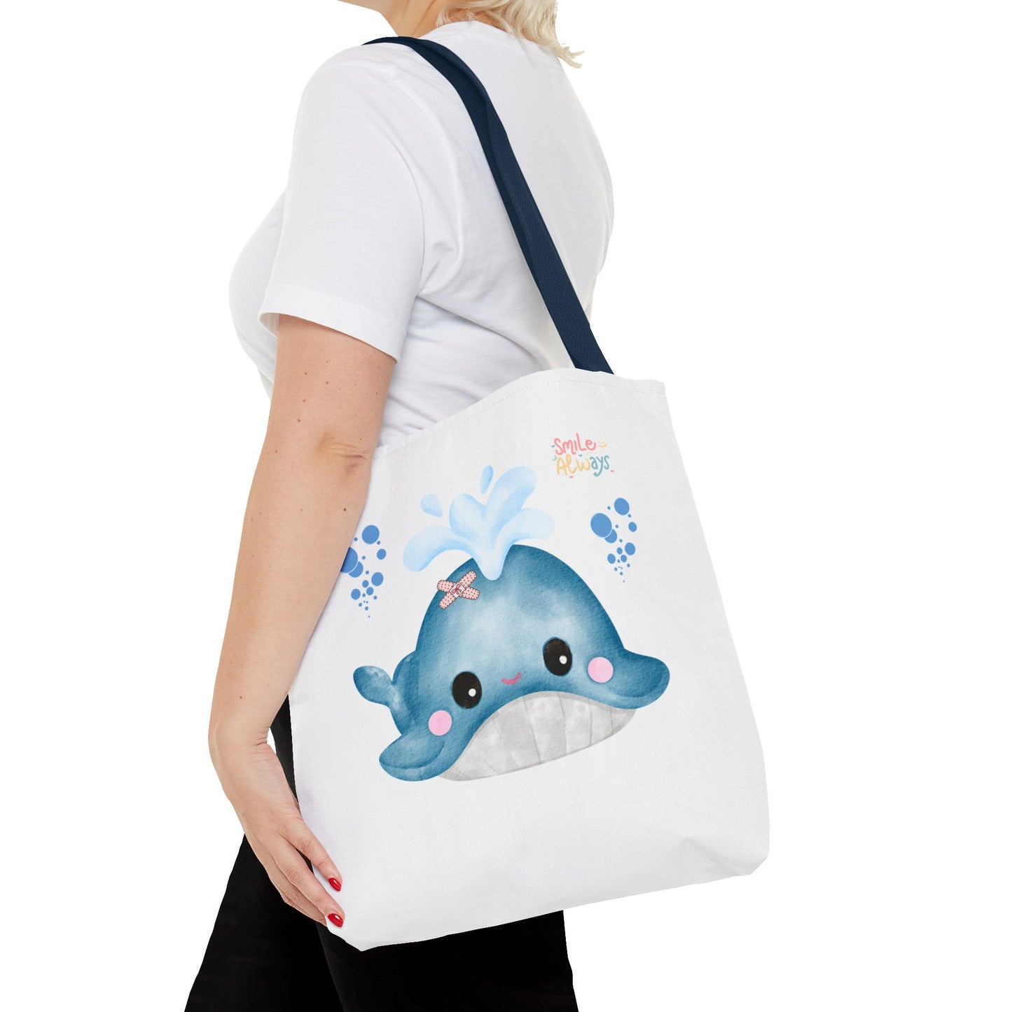 Whale with a bandage and bubble Tote Bag