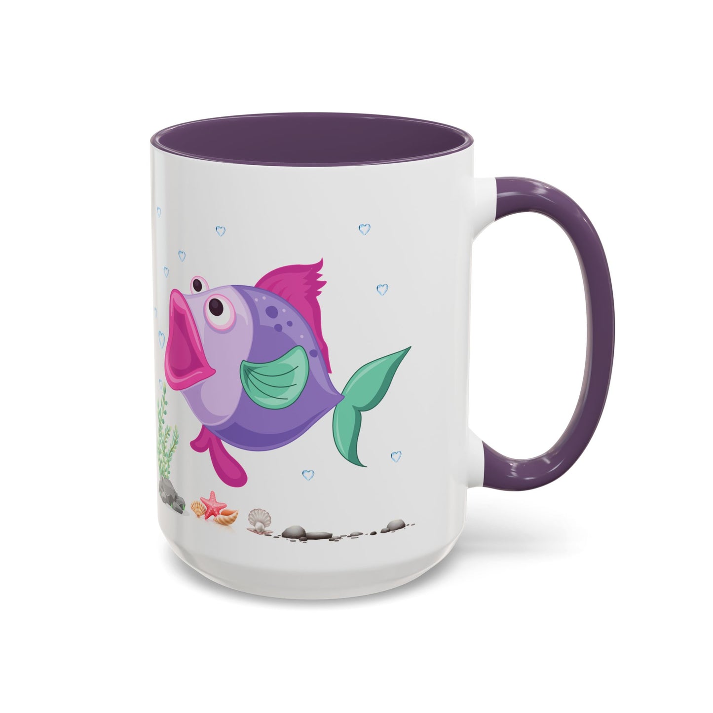 Fish with open mouth bubbles and underwater flora. Coffee Mug