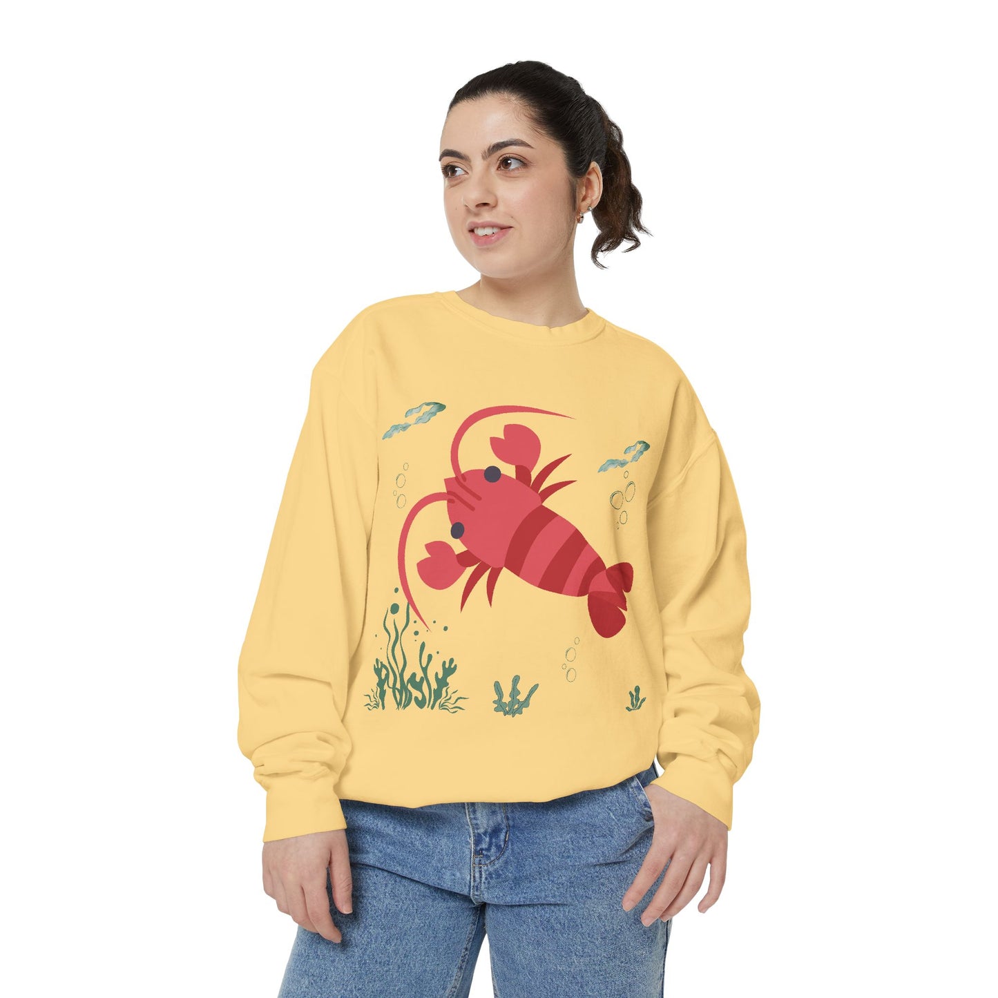 Red crayfish in an aquatic environment Unisex Garment-Dyed Sweatshirt