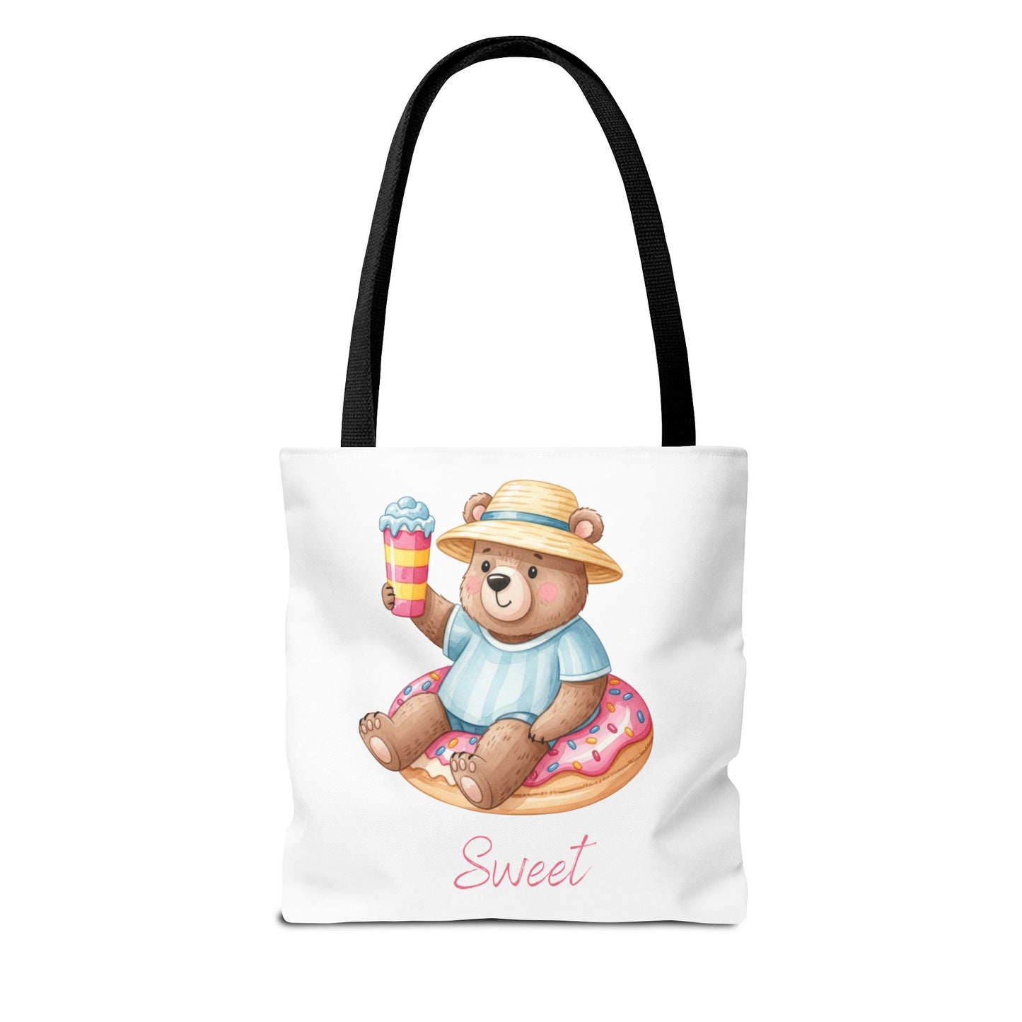Sweet Bear Beach Tote - Cute Summer Teddy on Donut Float