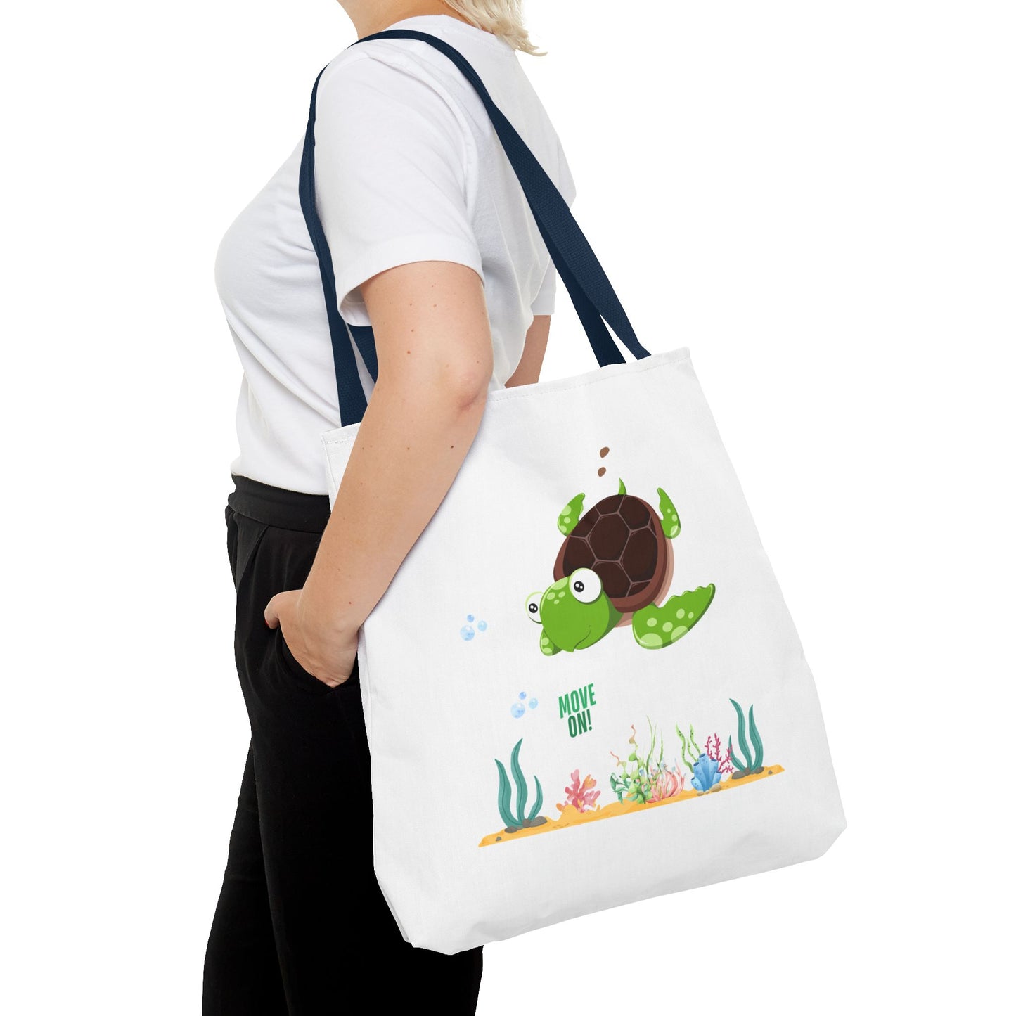 Turtle with seaweed and bubble Tote Bag