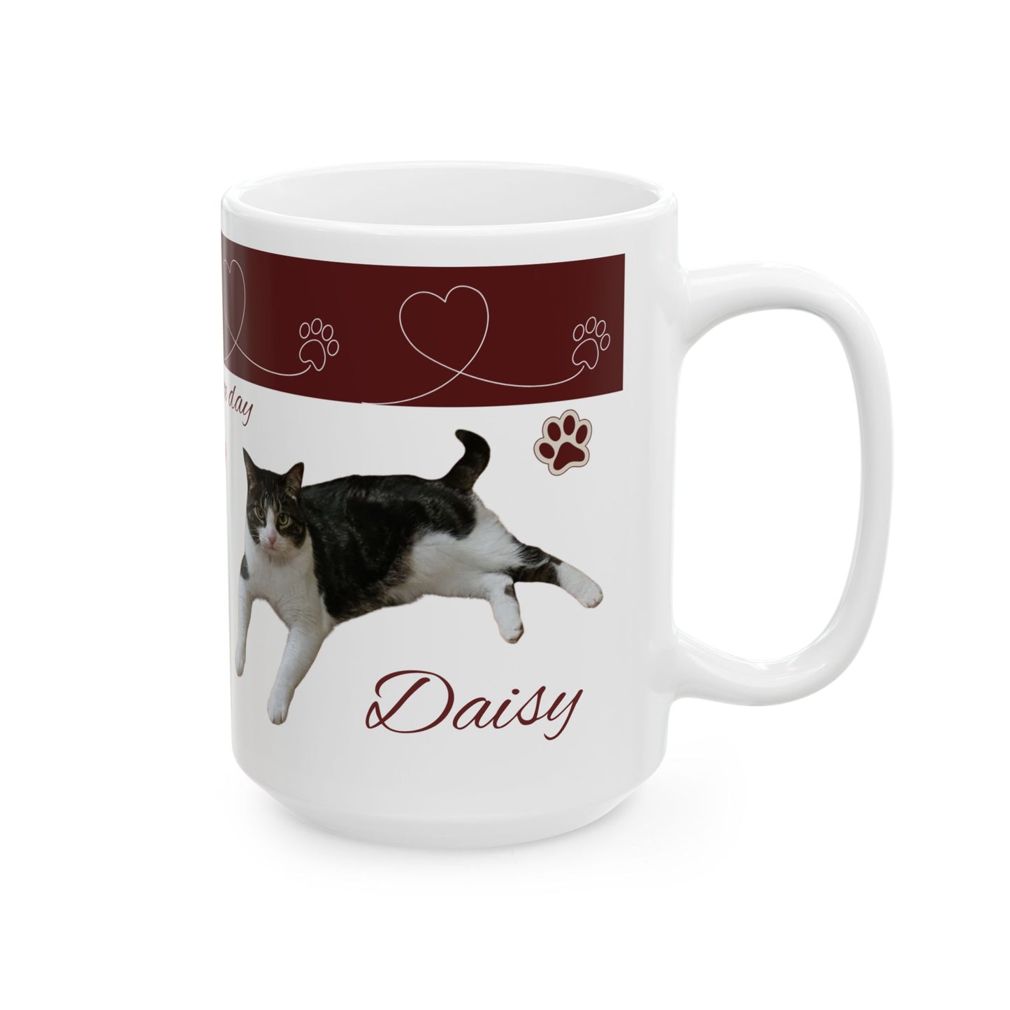 Have a Nice Day Cat Mug — Cute Paw Print Ceramic Coffee Cup (11oz/15oz)