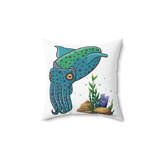Cute with marine habitat coral and bubbles Spun Polyester Square Pillow