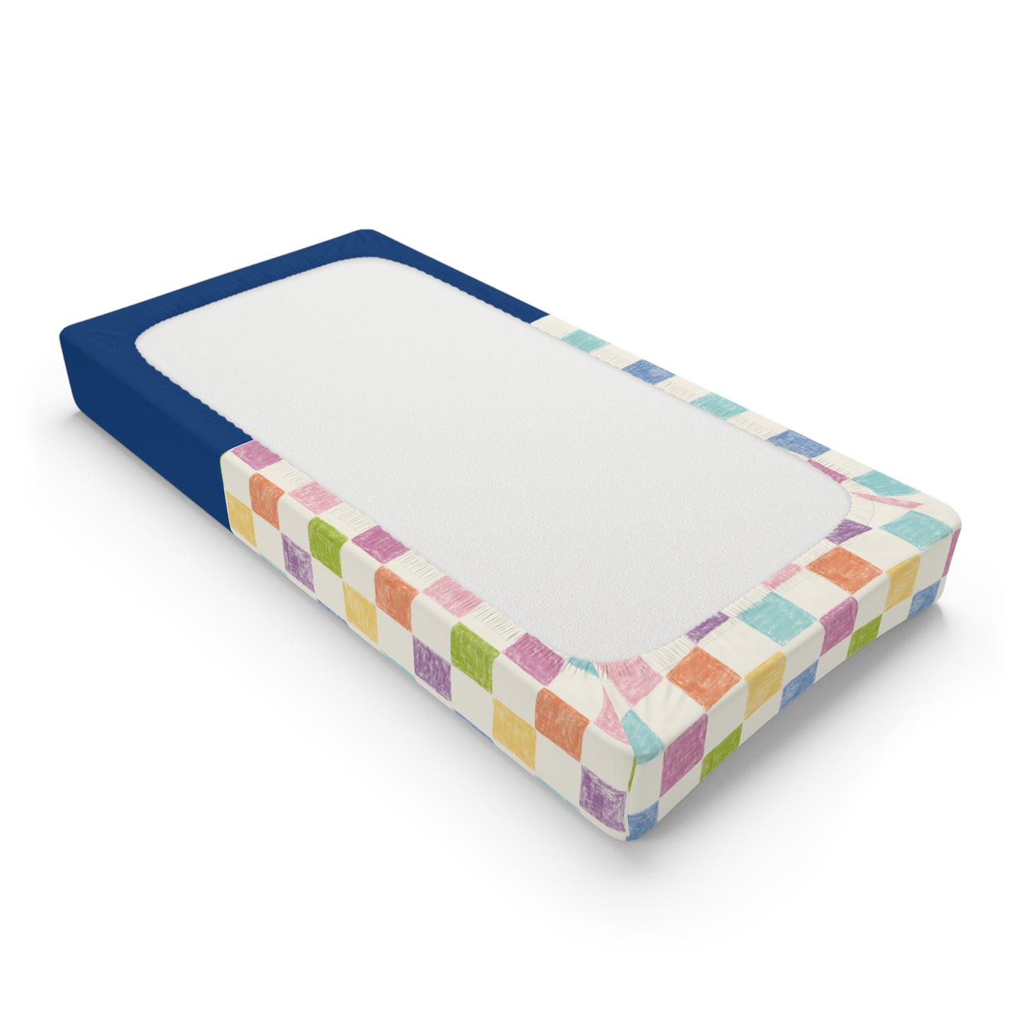 Giraffe Nursery Changing Pad Cover — Colorful Pastel Check Baby Bedding