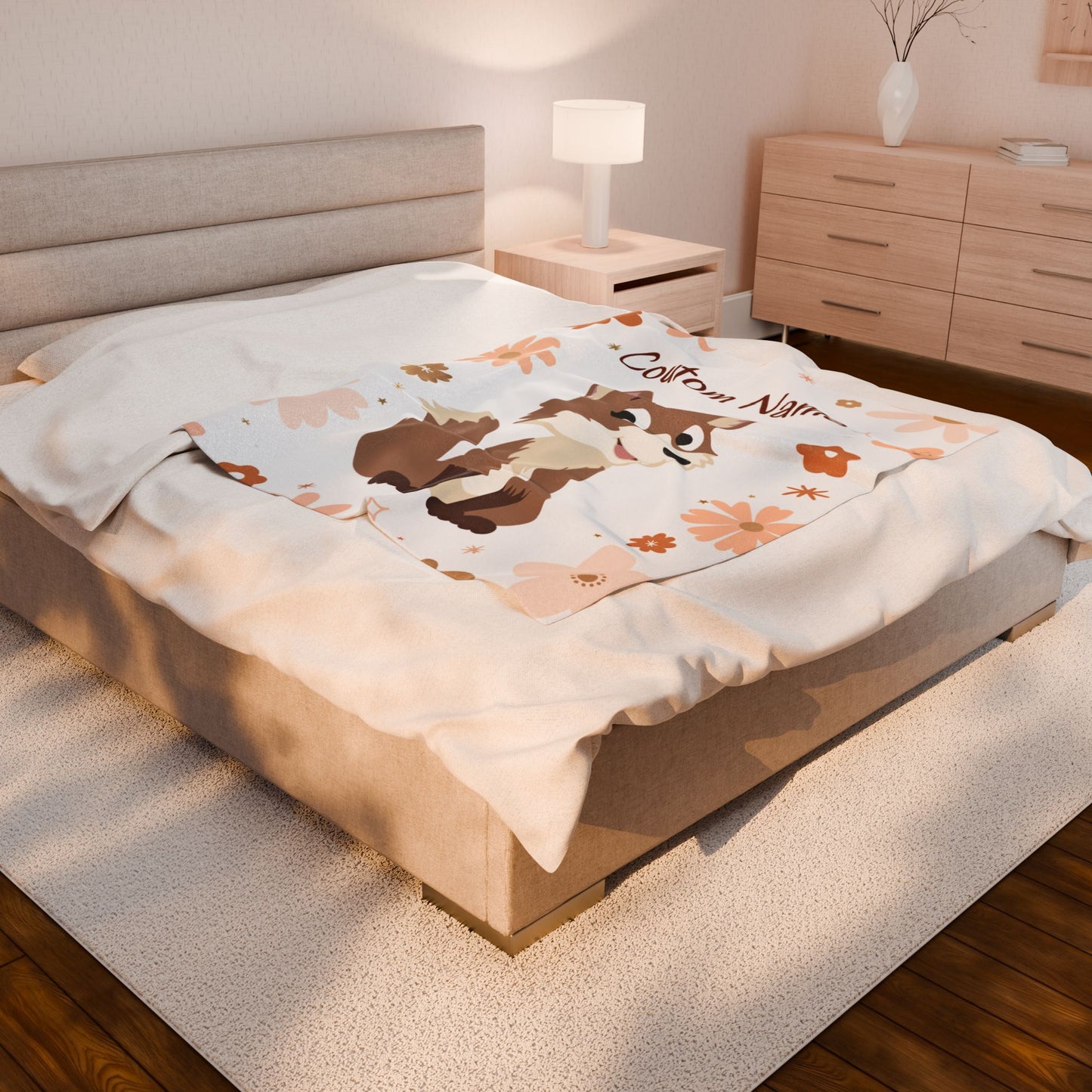 Personalized Velveteen Plush Blanket with Cute Fox Design, Custom Name Blanket, Children's Bedroom Decor, Cozy Gift for Kids, Baby [...]