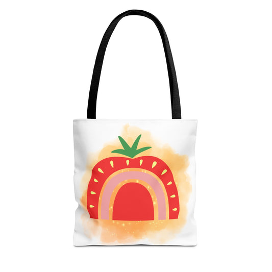 Strawberry Rainbow Tote Bag – Cute Fruit Watercolor AOP Tote