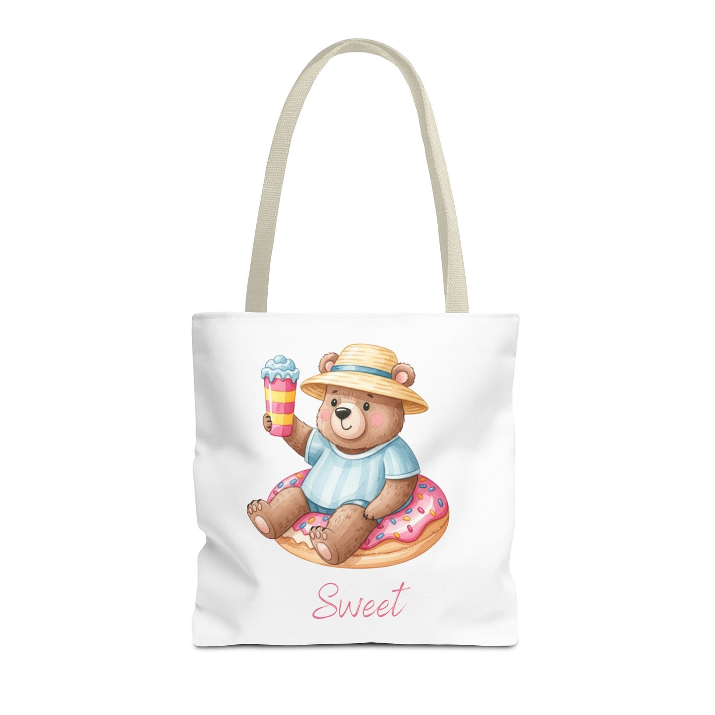 Sweet Bear Beach Tote - Cute Summer Teddy on Donut Float