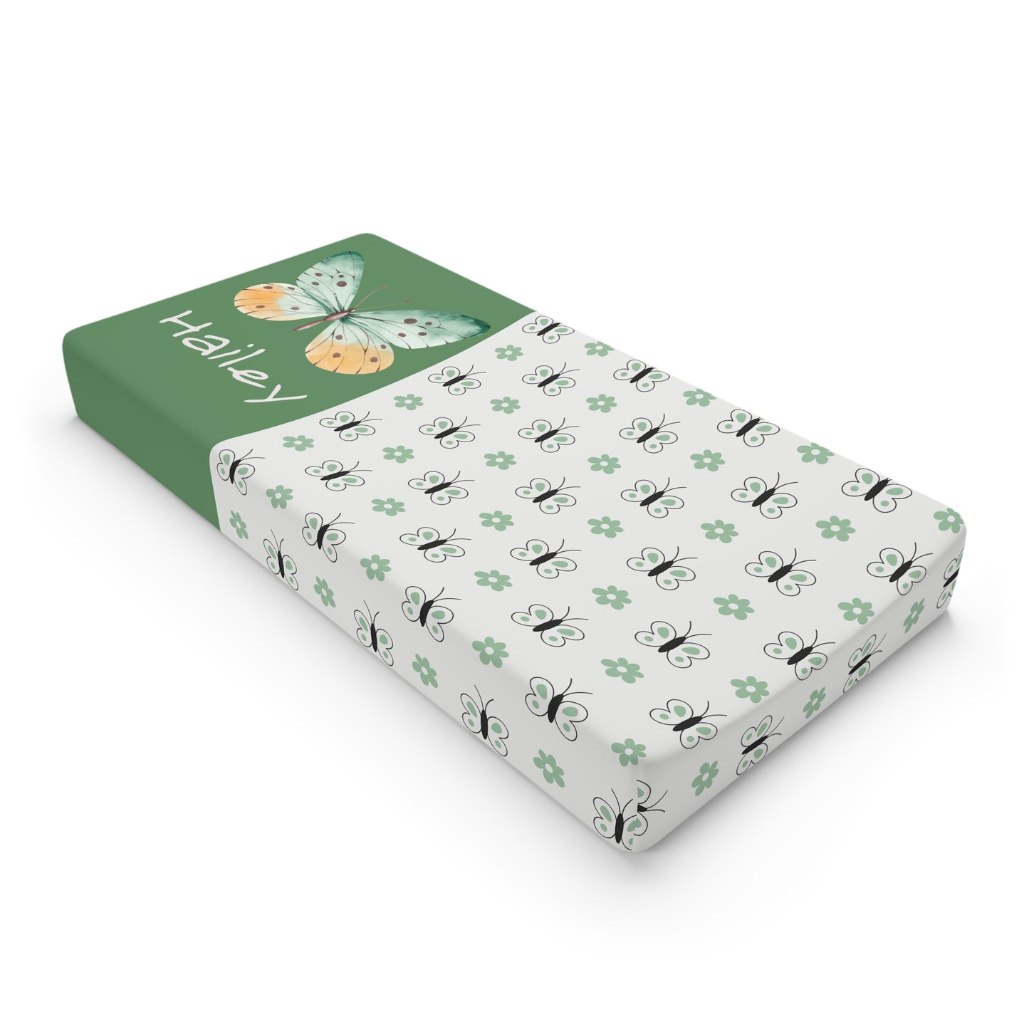 Butterfly Floral Baby Changing Pad Cover — Personalized Name Option