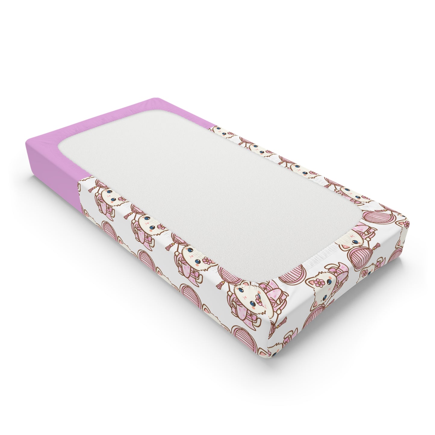 Personalized Pink Doll Baby Changing Pad Cover — Cute Nursery Accessory