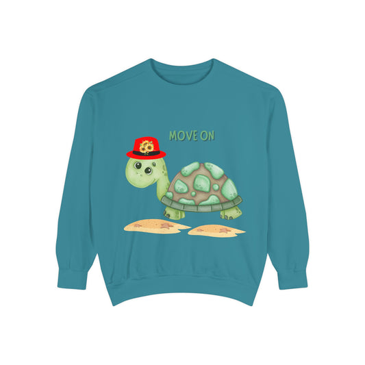 Turtle with a sunflower hat Unisex Garment-Dyed Sweatshirt
