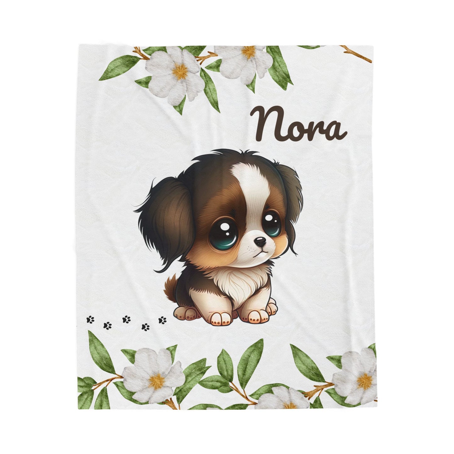 Personalized Puppy Velveteen Plush Blanket, Cozy Dog Lover Gift, Custom Blanket for Kids, Soft Pet Blanket, Home Decor