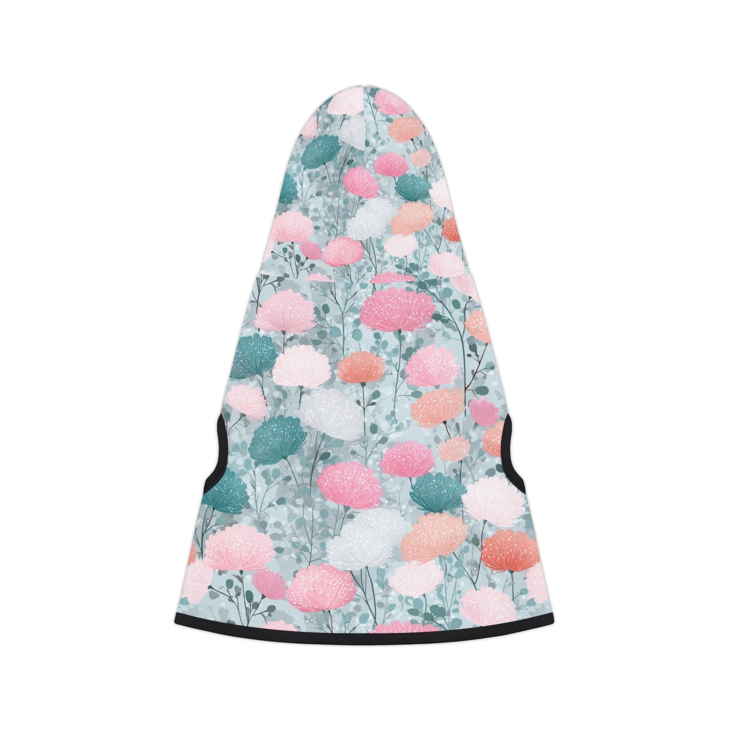 Dog Hoodie – Pastel Floral Pattern Pet Hoodie (Pink & Teal)