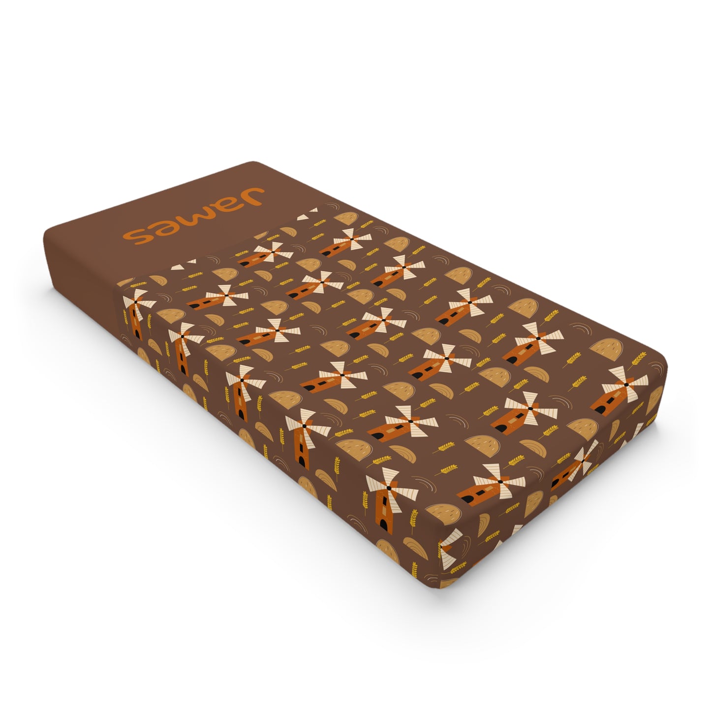 Fox Pattern Baby Changing Pad Cover — Personalized 'James' Nursery Bedding