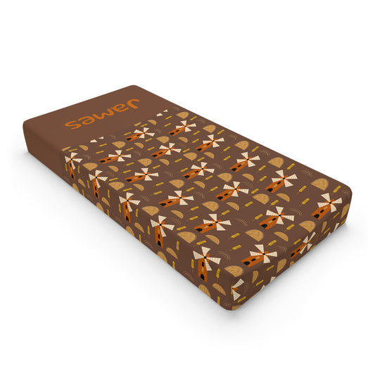 Fox Pattern Baby Changing Pad Cover — Personalized 'James' Nursery Bedding