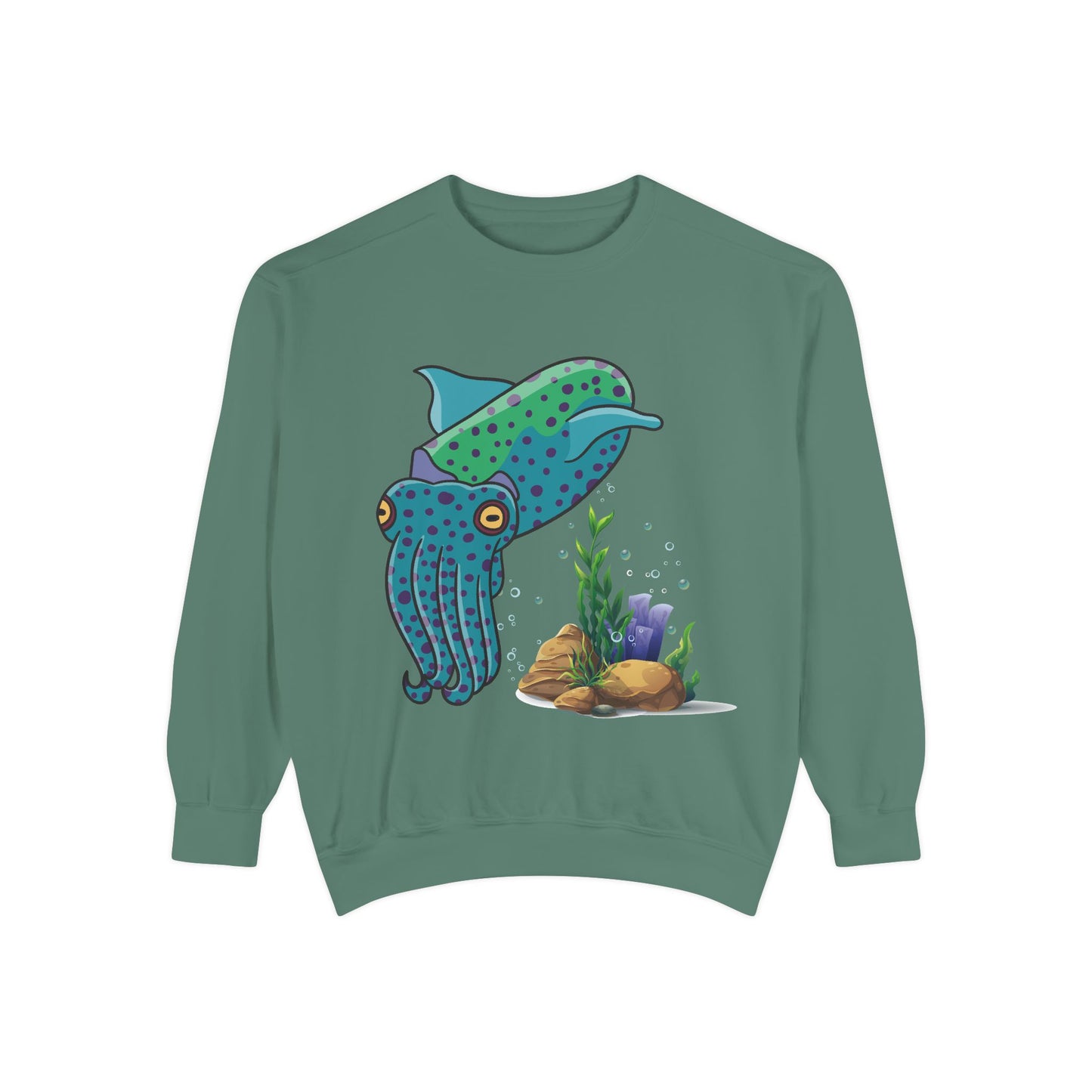 Cute with marine habitat coral and bubbles Unisex Garment-Dyed Sweatshirt