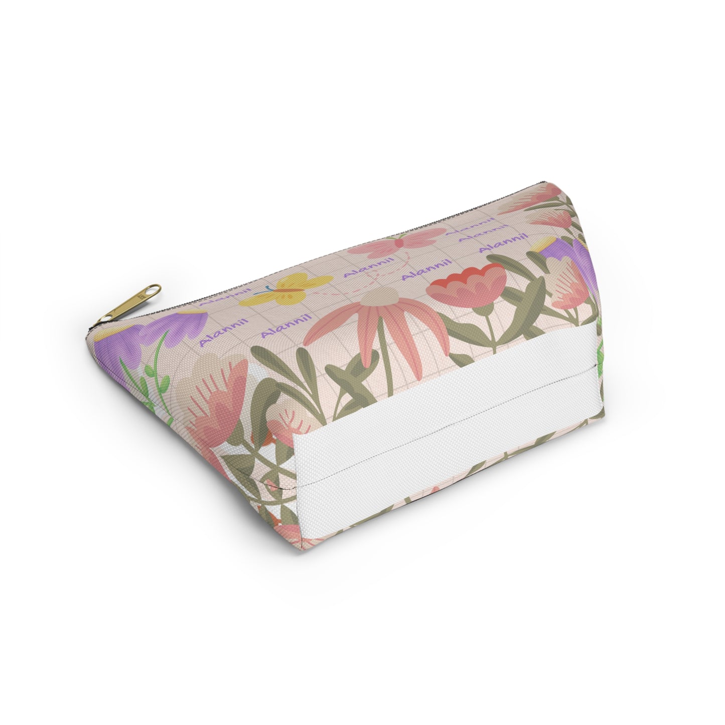 Floral Butterfly Accessory Pouch — Personalized T-Bottom Makeup Bag