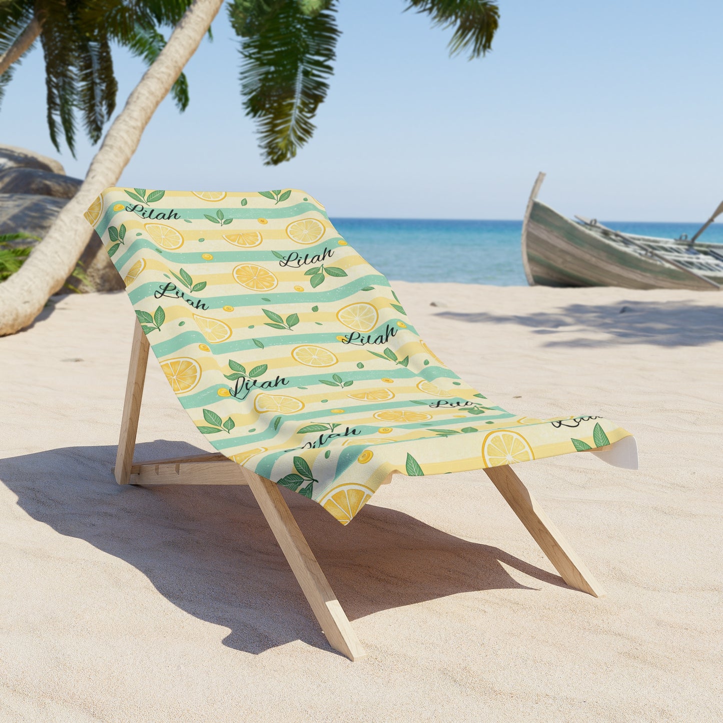 Lemon Stripe Beach Towel — Refreshing Citrus Summer Towel