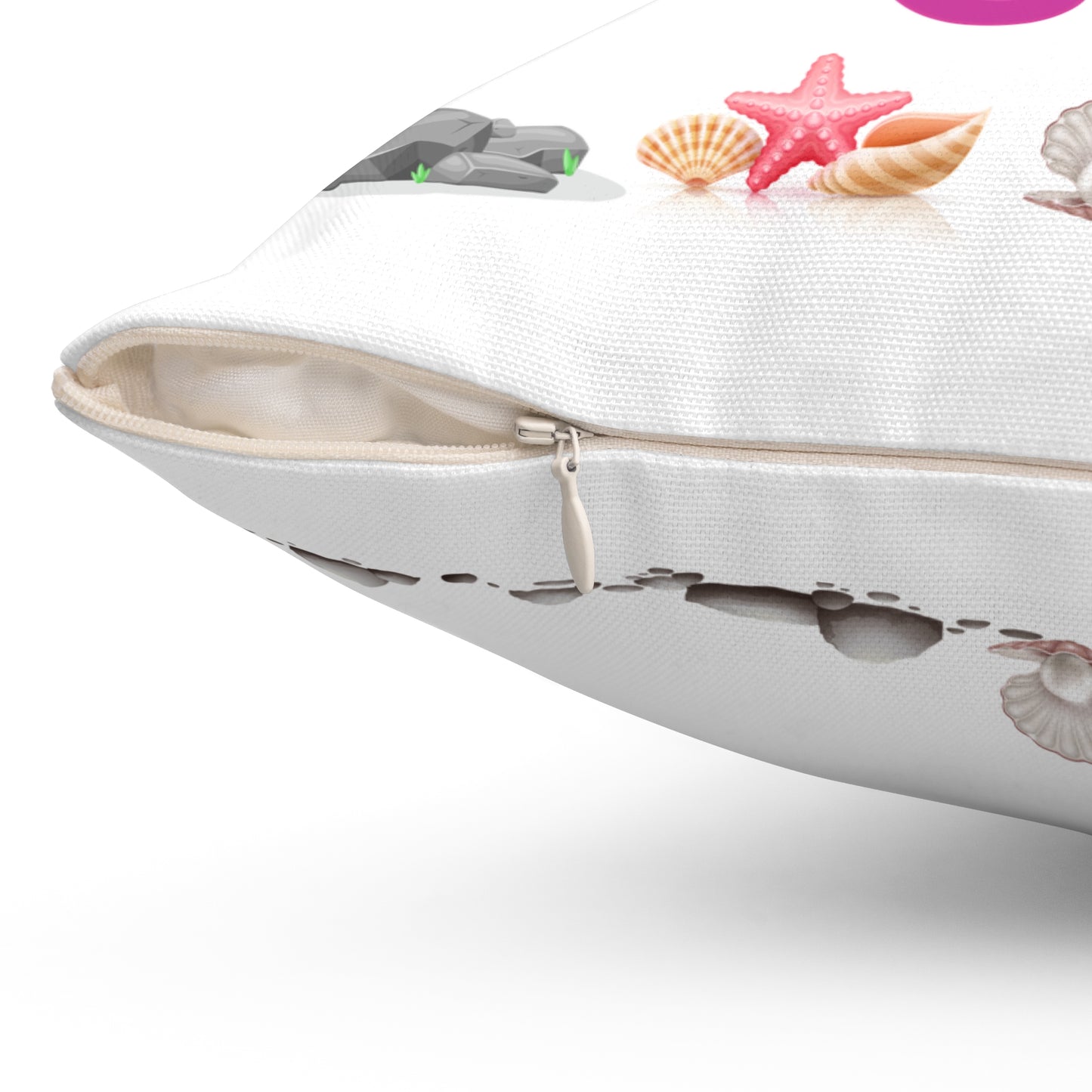 Fish with open mouth bubbles and underwater flora Spun Polyester Square Pillow