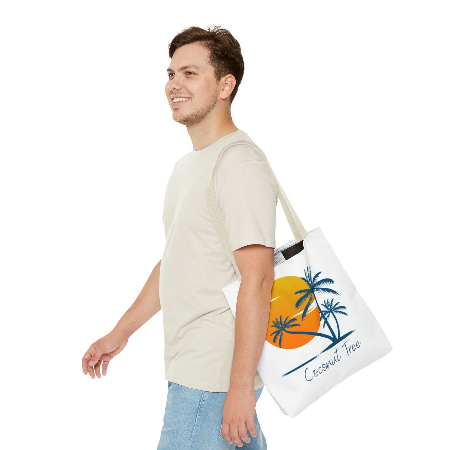 Coconut Tree Tote Bag — Tropical Sunset Beach Canvas Tote