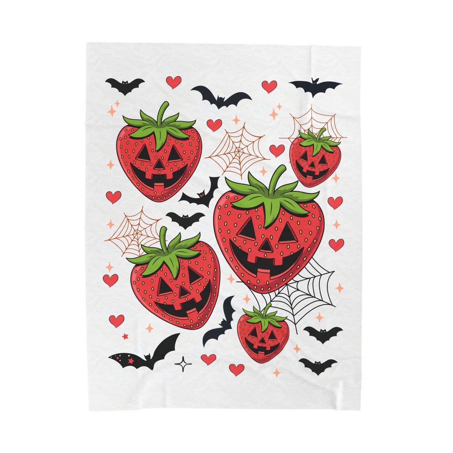 Halloween Strawberry Plush Blanket, Cozy Throw for Fall Decor, Cute Halloween Gift, Spooky Seasonal Blanket, Warm Home Accessory