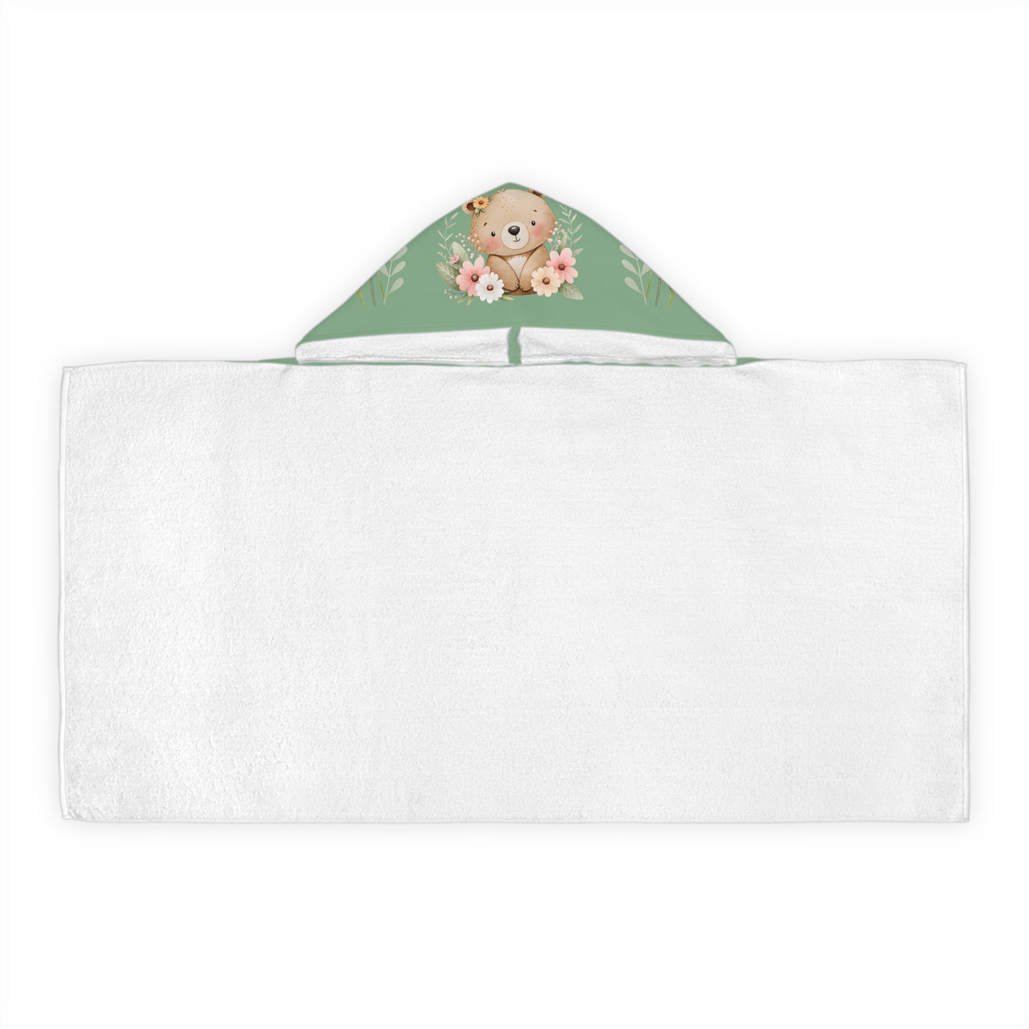 Personalized Kids Hooded Towel — Floral Bear Name Teepee Hood
