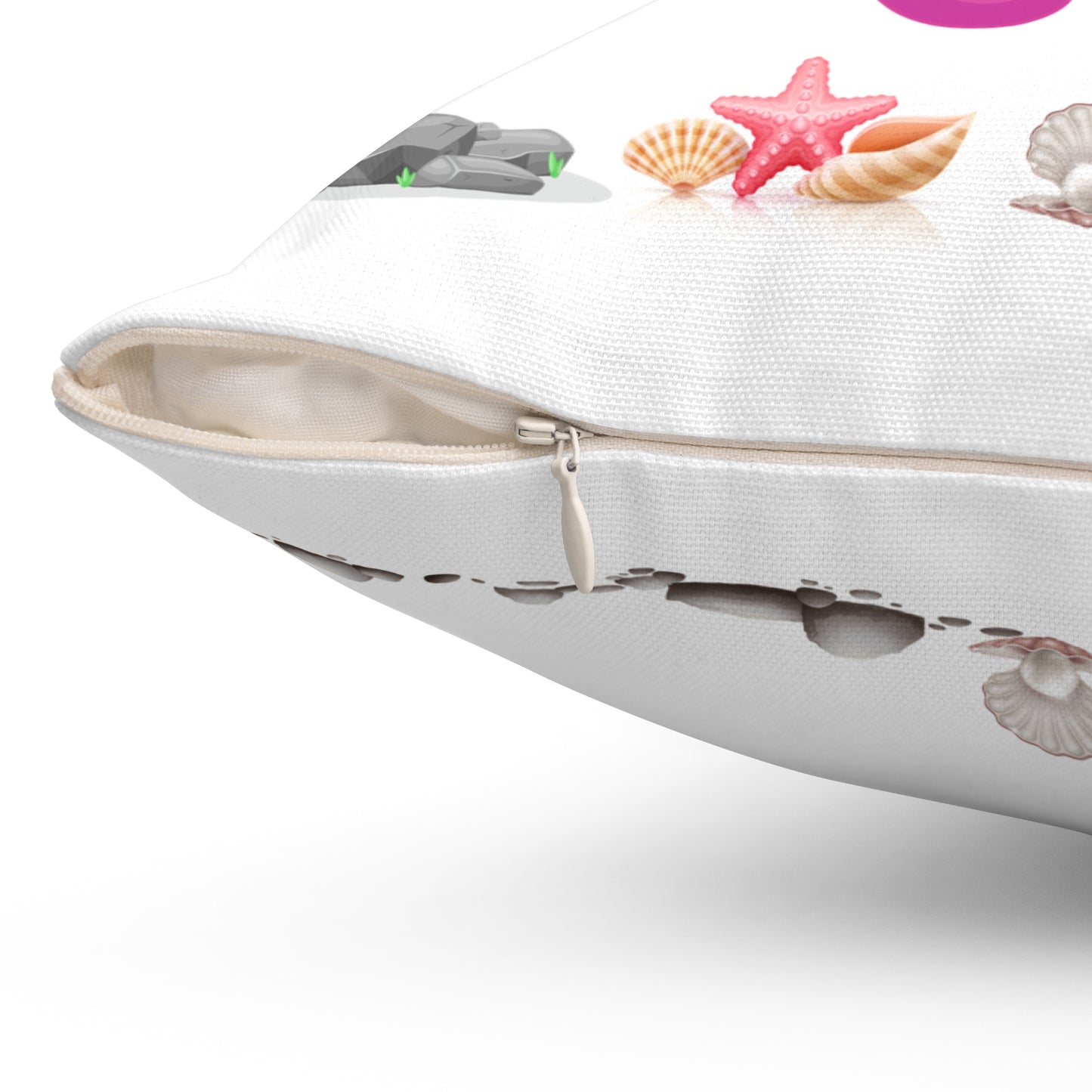 Fish with open mouth bubbles and underwater flora Spun Polyester Square Pillow