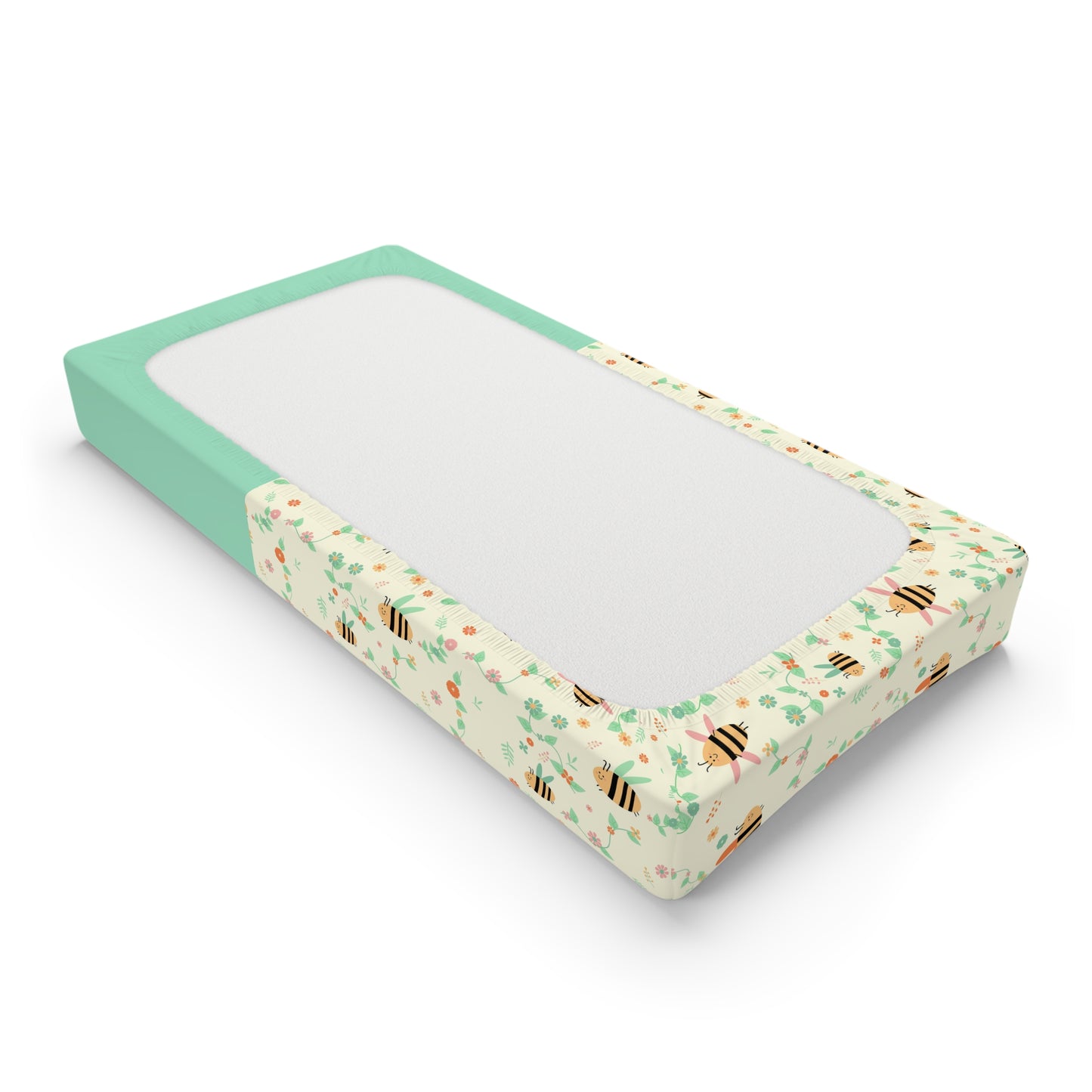 Bee Baby Changing Pad Cover — Personalized Nursery Changing Mat with Cute Bumblebee Pattern