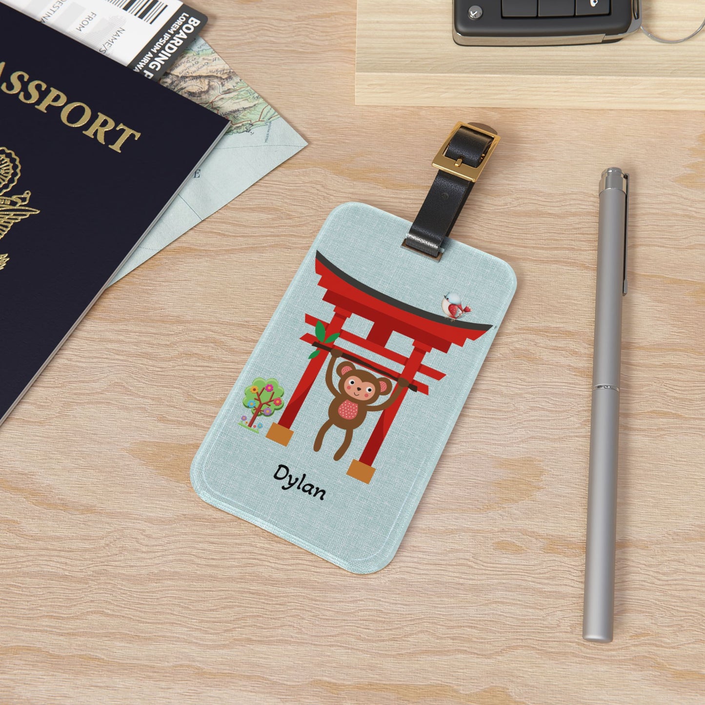 Monkey Torii Luggage Tag — Personalized Kids Travel ID