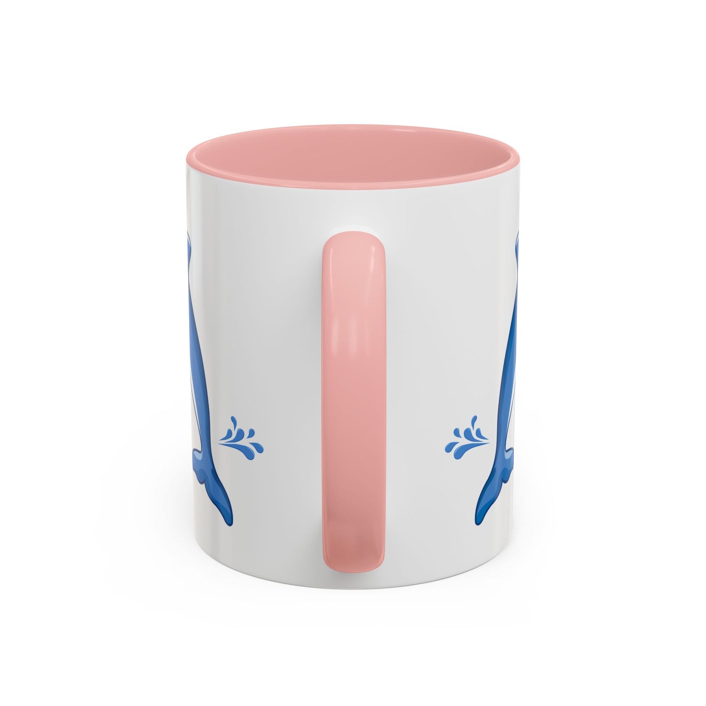 Dolphin wearing a straw hat with stylized water splashes Coffee Mug