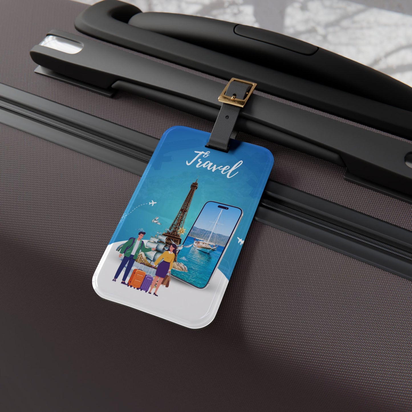 Travel Luggage Tag — Eiffel Tower Beach Passport Design