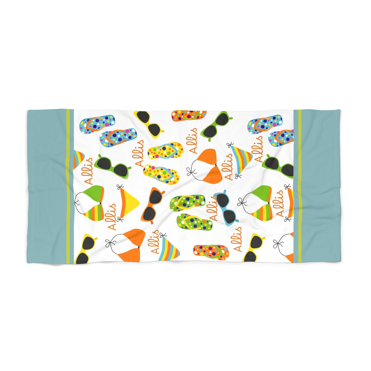 Tropical Flip-Flop Beach Towel - Summer Sunglasses & Bikini Print