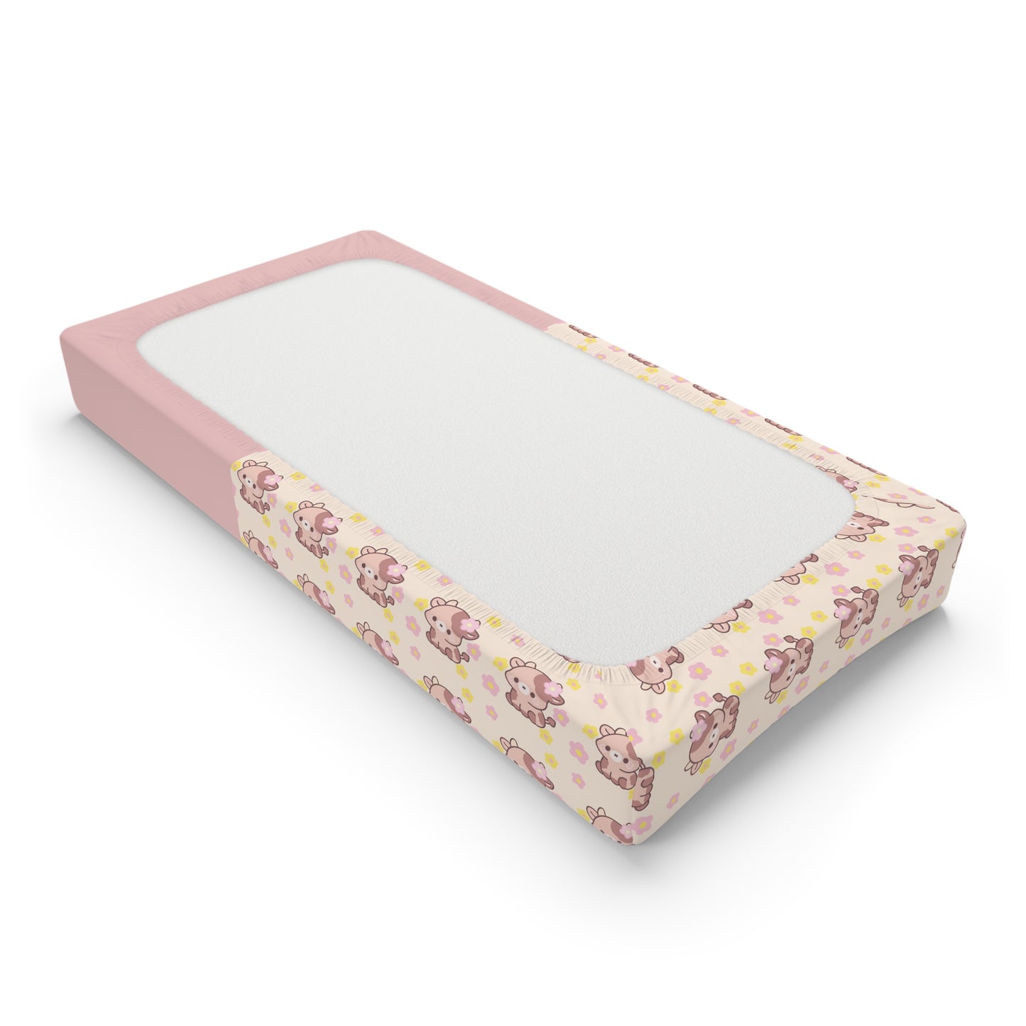 Pink Cute Cow Baby Changing Pad Cover – Personalized Nursery Bedding