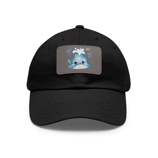 Whale with a bandage and bubble Dad Hat with Leather Patch (Rectangle)