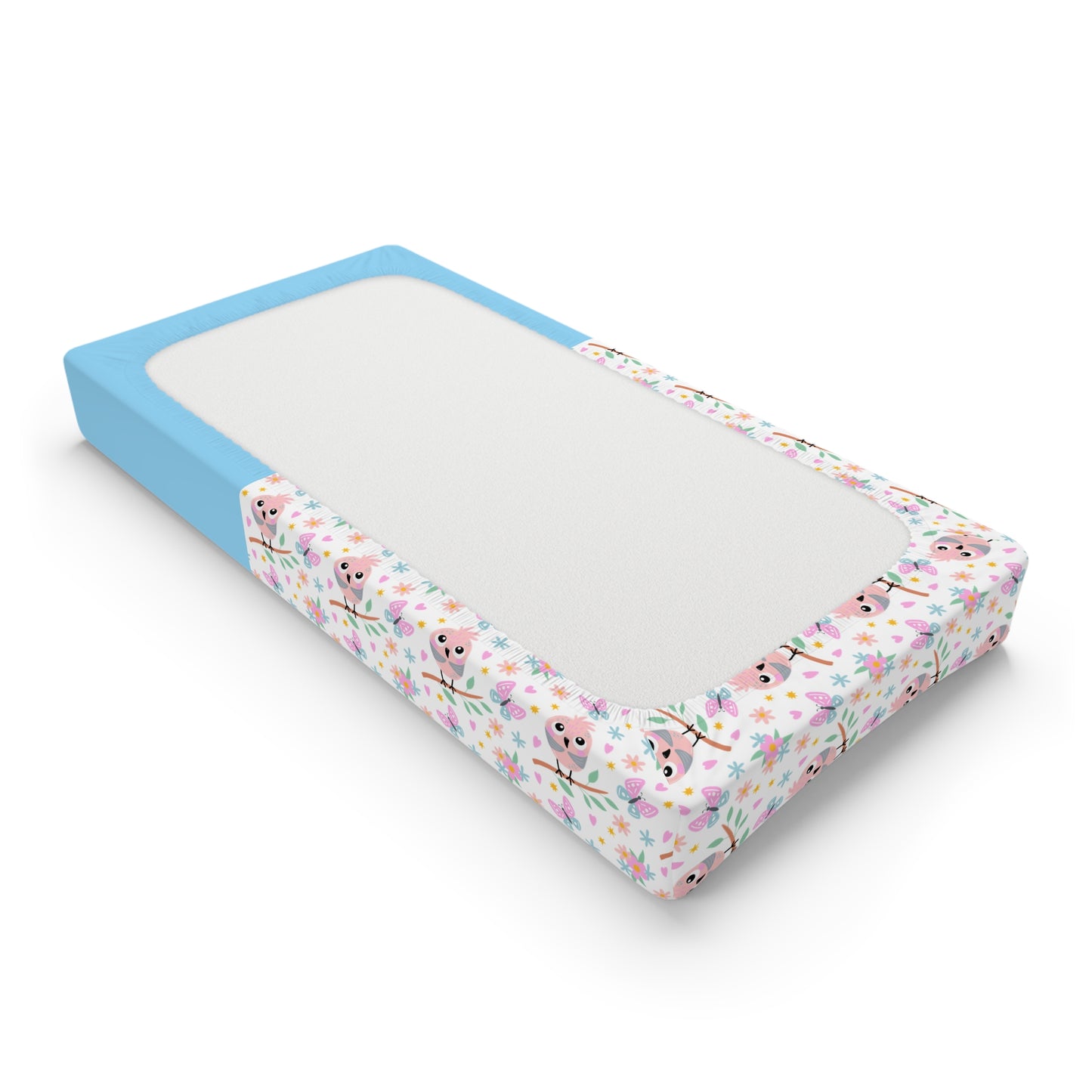Personalized Owl Baby Changing Pad Cover — Cute Floral Nursery Accent