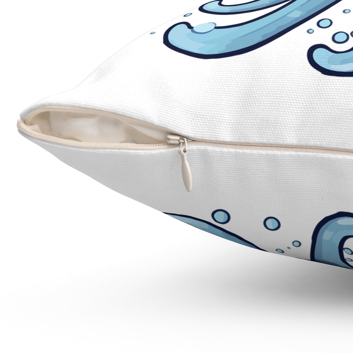 Blue jellyfish with a pink tiara Spun Polyester Square Pillow