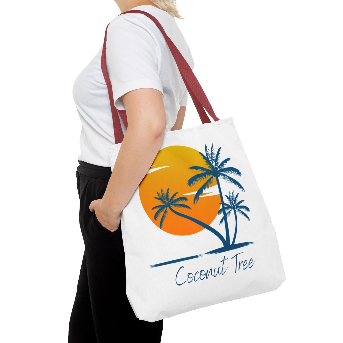 Coconut Tree Tote Bag — Tropical Sunset Beach Canvas Tote