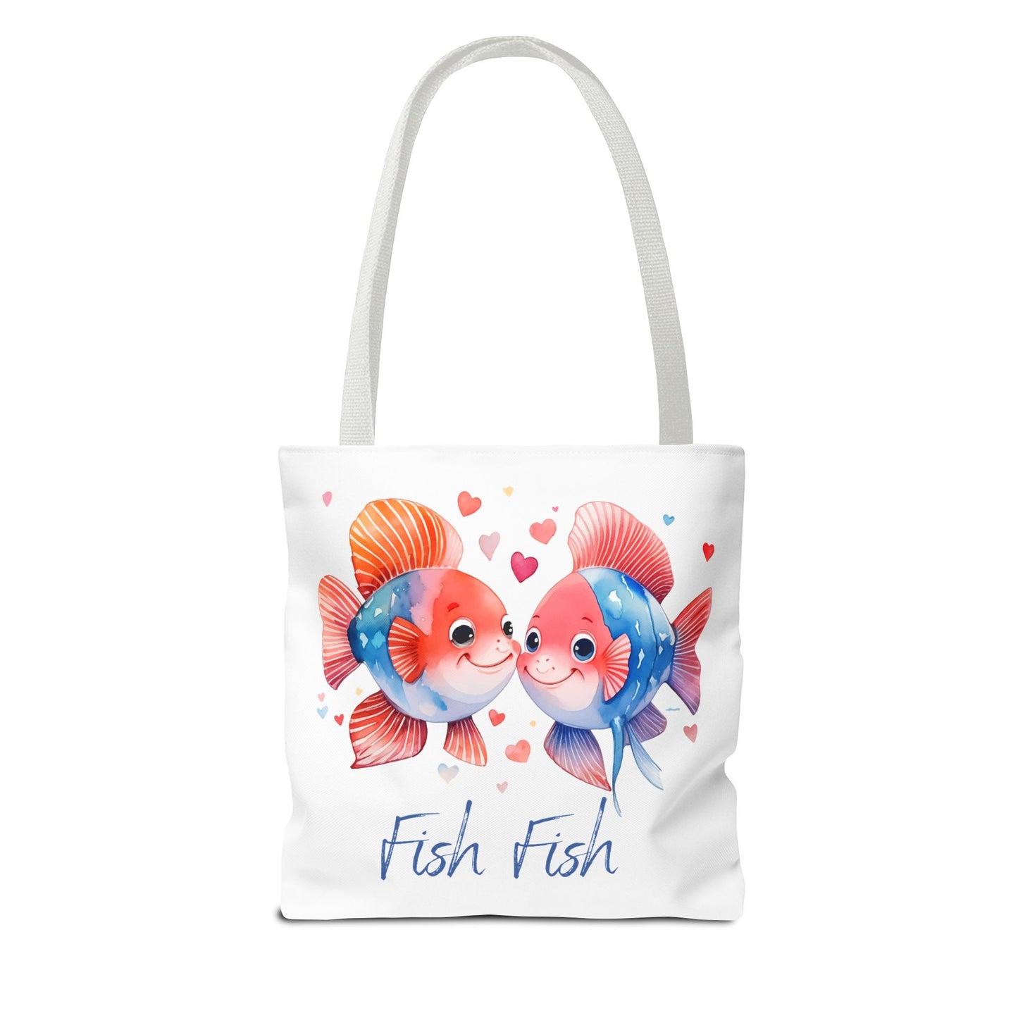 Cute Fish Couple Tote Bag — 'Fish Fish' Romantic Sea Life Beach Shopper