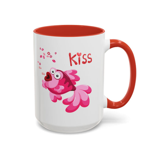 Pink fish with open mouth and kiss Coffee Mug